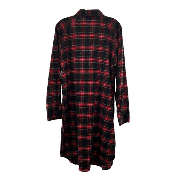 Thread Story Women's Plaid Button Up Top High Side Slits Red/Multi Size Large - Picture 7 of 9